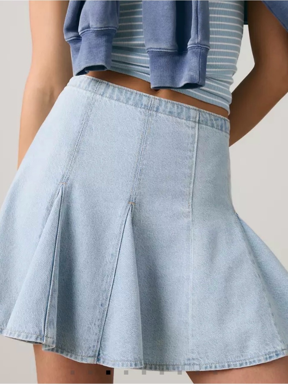 Levis Pleated Denim Mini Skirt 27 Light Wash Blokette Blue Tennis Skater Boho